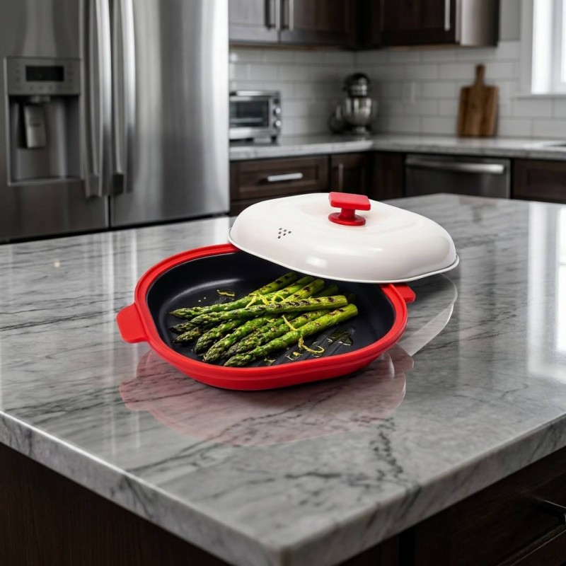 Grelha multifuncional para forno de micro-ondas para bifes e vegetais