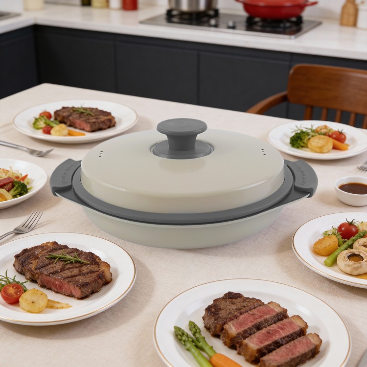 Grelhador de micro-ondas multipot para cozinhar com baixo teor de óleo e preparar refeições