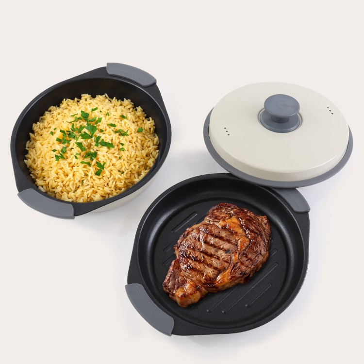 Grelhador de micro-ondas multipot para cozinhar com baixo teor de óleo e preparar refeições