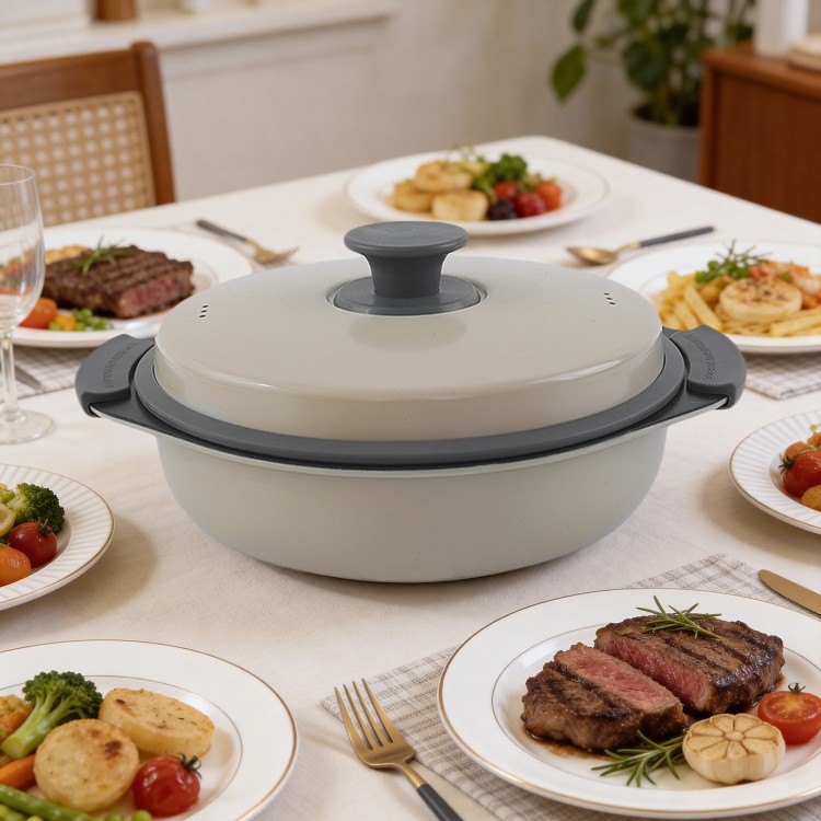 Grelhador de micro-ondas multipot para cozinhar com baixo teor de óleo e preparar refeições